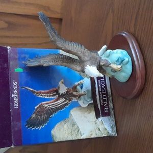 Porcelian Miniture Bald Eagle Figure with Wooden Base #3